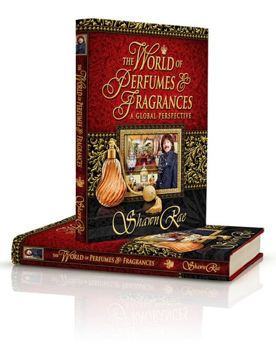Book titled 'The World of Perfumes & Fragrances' by Shawn Rae on a white background