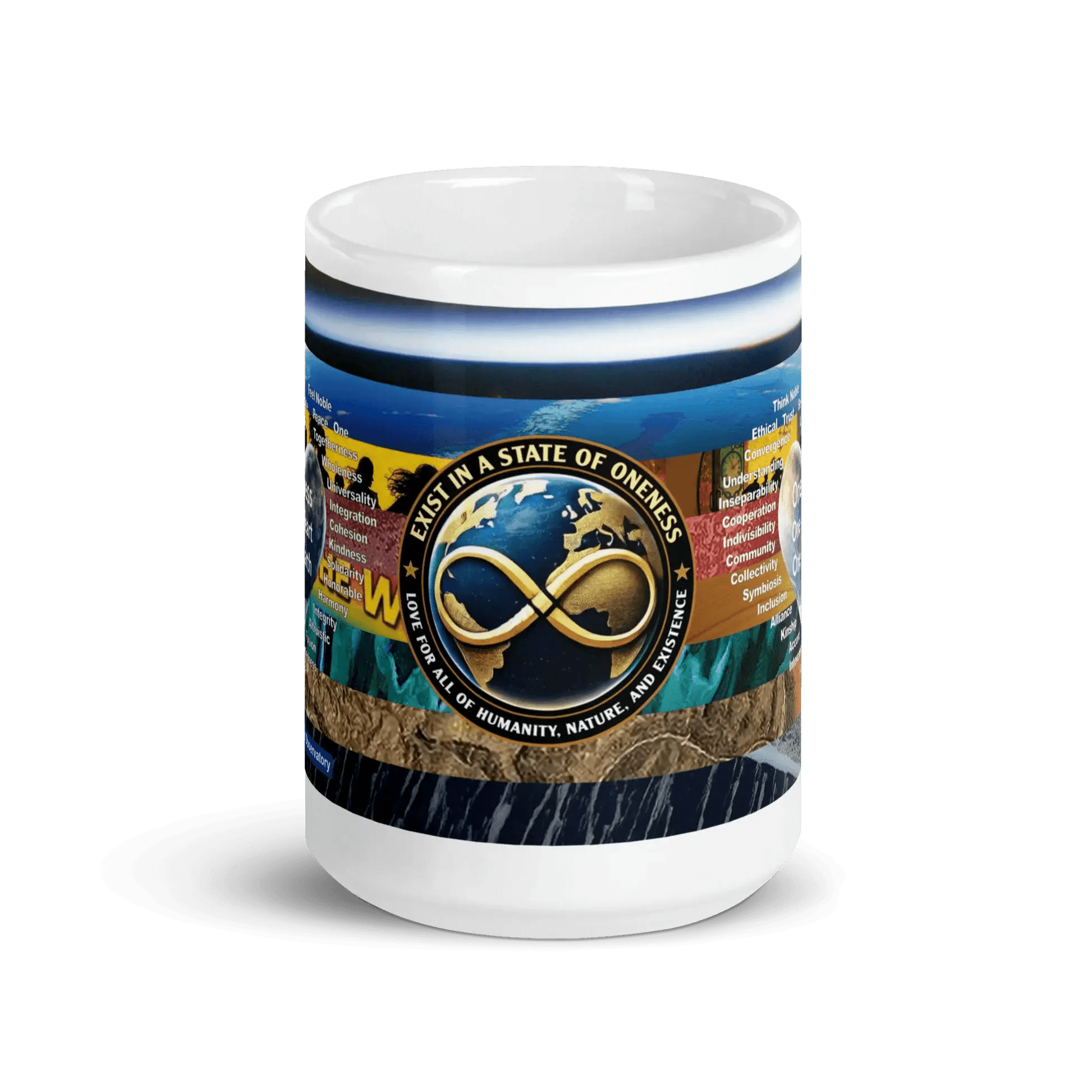 Oneness Earth Mug | Unity Coffee Cup with Global Message - Oneness Perfume