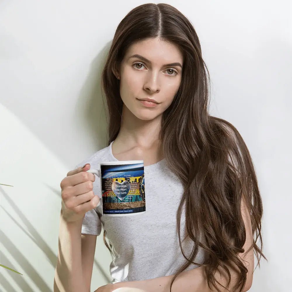 Oneness Earth Mug | Unity Coffee Cup with Global Message - Oneness Perfume